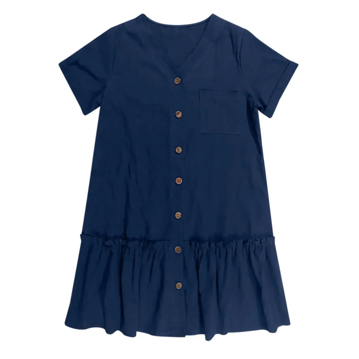 Robe à nouer pour femme, robe d'été ample en coton et lin, avec ourlet à volants, robe décontractée à manches courtes