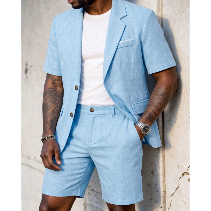 ⌛Offre à durée limitée – Ensemble deux pièces de costume à manches courtes pour homme