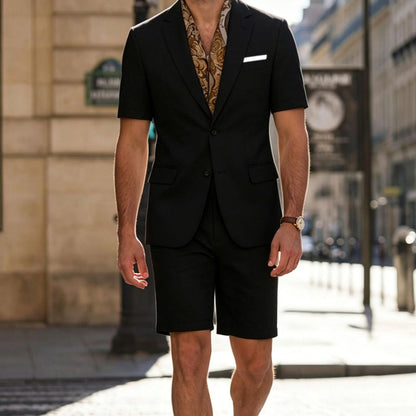 ⌛Offre à durée limitée – Ensemble deux pièces de costume à manches courtes pour homme
