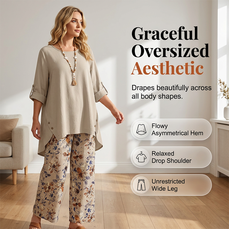 💥Nouveauté, 50 % de réduction ! Ensemble pour femme, comprenant un haut à manches courtes en coton et lin et un pantalon