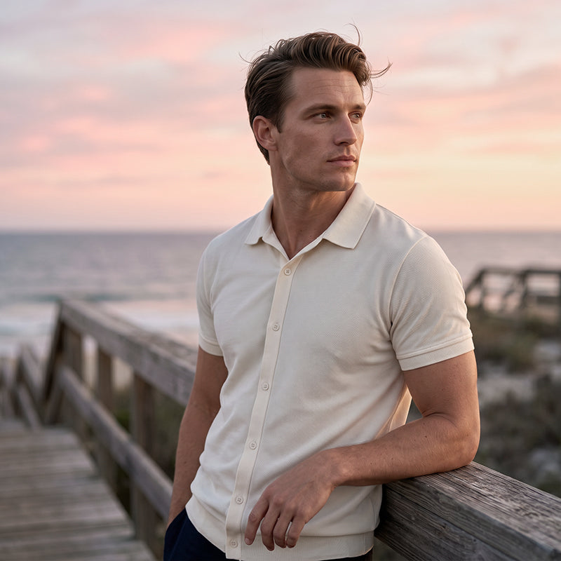 👔✨ PROMO -50% ! Chemise Décontractée à Manches Courtes Homme – Couleur Unie Polyvalente, Coupe Classique Flatteuse, Tissu Respirant Stretch, Port Toutes Occasions · Blanc & Bleu 🔥
