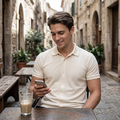👔✨ PROMO -50% ! Chemise Décontractée à Manches Courtes Homme – Couleur Unie Polyvalente, Coupe Classique Flatteuse, Tissu Respirant Stretch, Port Toutes Occasions · Blanc & Bleu 🔥