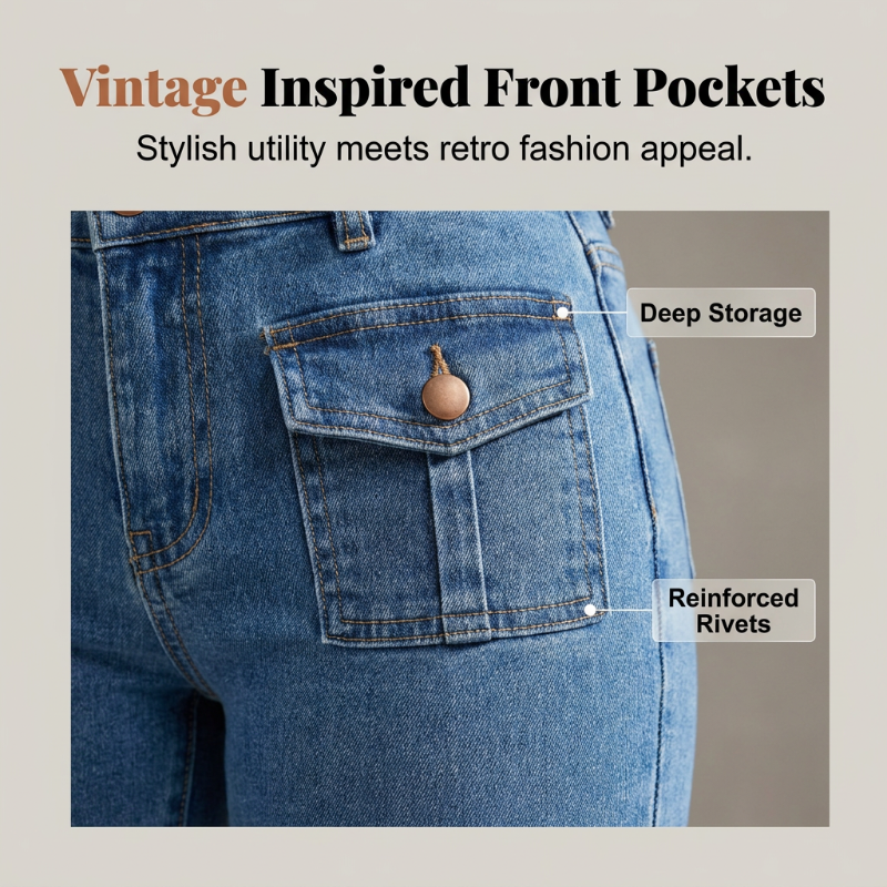 Jean évasé taille haute pour femme