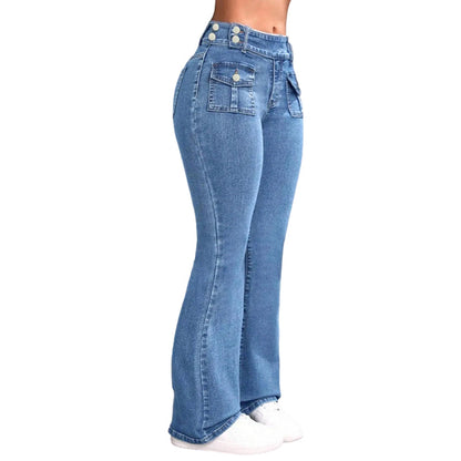 Jean évasé taille haute pour femme