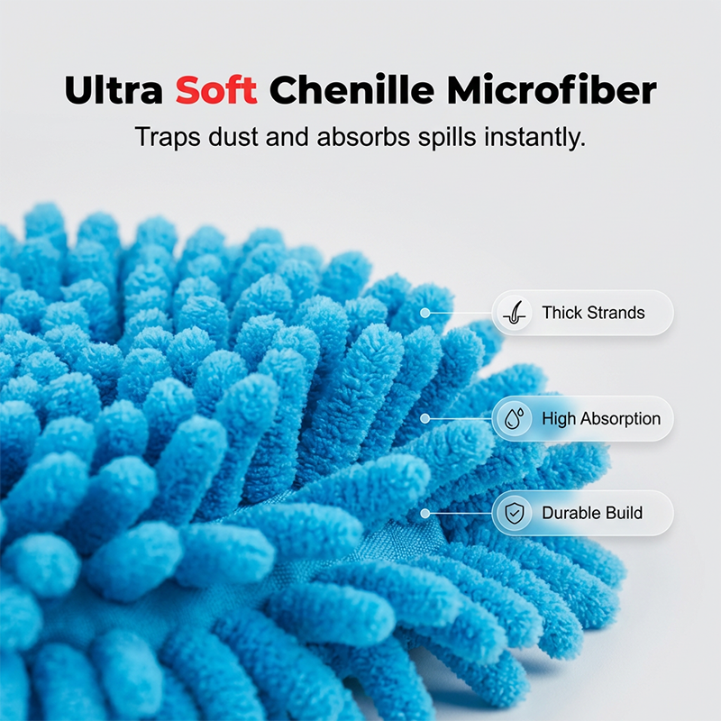 🧹Tête de rechange pour balai à franges Chenille Spin : des têtes au design unique qui transforment le balai à franges en plumeau à long manche, avec seau et manche équipés d'un filtre pour le nettoyage à sec✨