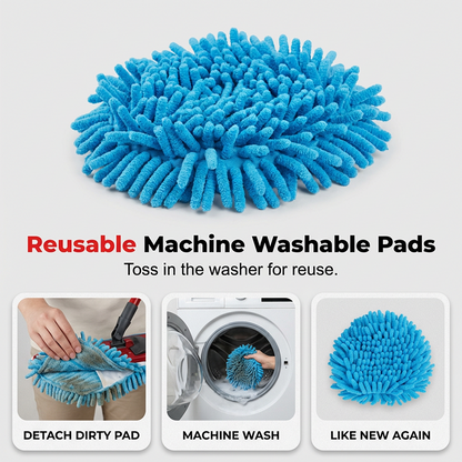 🧹Tête de rechange pour balai à franges Chenille Spin : des têtes au design unique qui transforment le balai à franges en plumeau à long manche, avec seau et manche équipés d'un filtre pour le nettoyage à sec✨