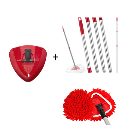 🧹Tête de rechange pour balai à franges Chenille Spin : des têtes au design unique qui transforment le balai à franges en plumeau à long manche, avec seau et manche équipés d'un filtre pour le nettoyage à sec✨
