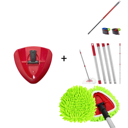 🧹Tête de rechange pour balai à franges Chenille Spin : des têtes au design unique qui transforment le balai à franges en plumeau à long manche, avec seau et manche équipés d'un filtre pour le nettoyage à sec✨