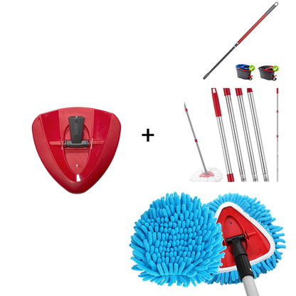 🧹Tête de rechange pour balai à franges Chenille Spin : des têtes au design unique qui transforment le balai à franges en plumeau à long manche, avec seau et manche équipés d'un filtre pour le nettoyage à sec✨