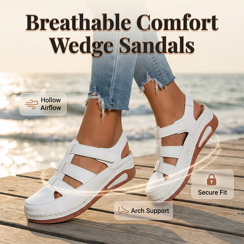 Sandales à talon compensé, confortables et respirantes