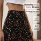 Jupe midi pour femme à motif floral, taille haute, volants et fente, idéale pour les vacances d'été.