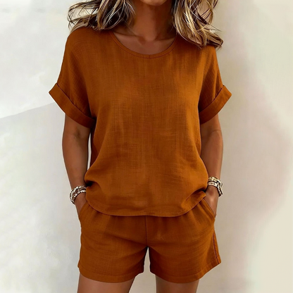 Ensemble deux pièces en lin et coton – style décontracté et ultra confortable 🌸