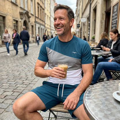 📢📢50% OFF !! ⏰Ensemble t-shirt et short color-block pour homme