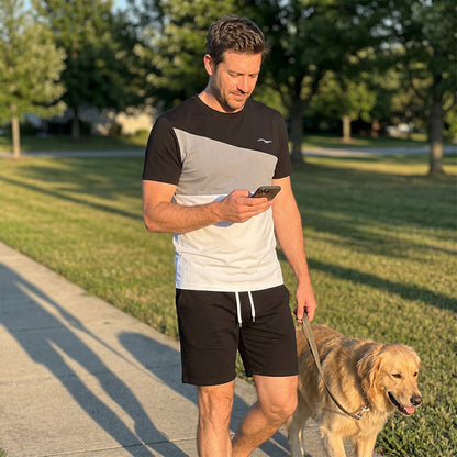 📢📢50% OFF !! ⏰Ensemble t-shirt et short color-block pour homme