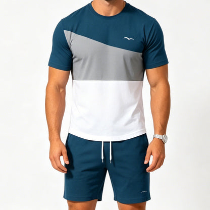 📢📢50% OFF !! ⏰Ensemble t-shirt et short color-block pour homme
