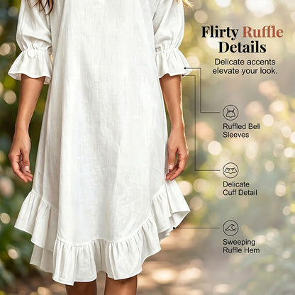 🎉NOUVEAUTÉ – OFFRE À DURÉE LIMITÉE 💞Robe tissée à col en V et ourlet à volants pour femme