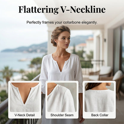🎉NOUVEAUTÉ – OFFRE À DURÉE LIMITÉE 💞Robe tissée à col en V et ourlet à volants pour femme