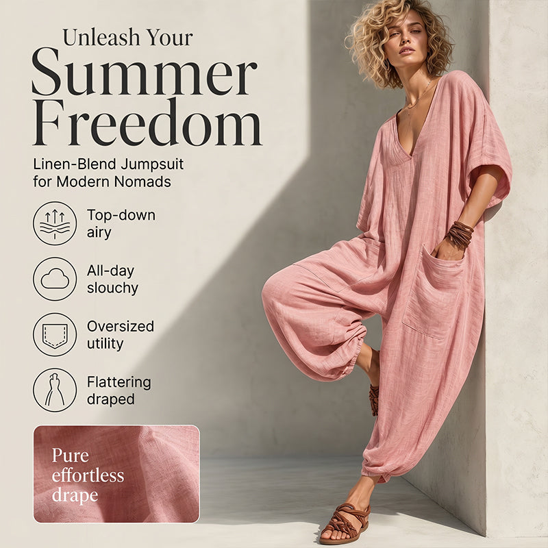 🔥Nouveautés et best-sellers – Combinaison d'été ample à col en V pour femme