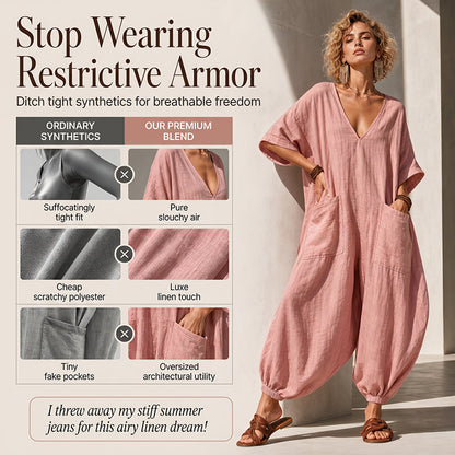 🔥Nouveautés et best-sellers – Combinaison d'été ample à col en V pour femme