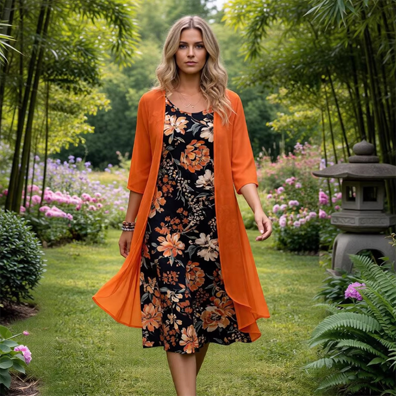 Robe midi à motifs floraux pour femme