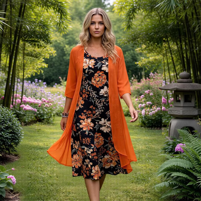 Robe midi à motifs floraux pour femme