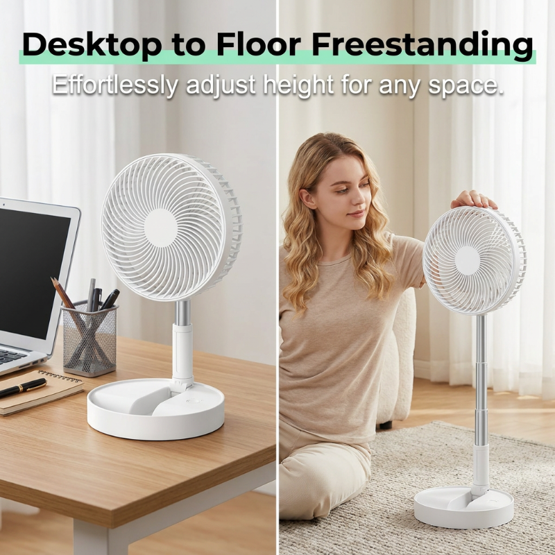 Ventilateur de sol télescopique multifonctionnel portable