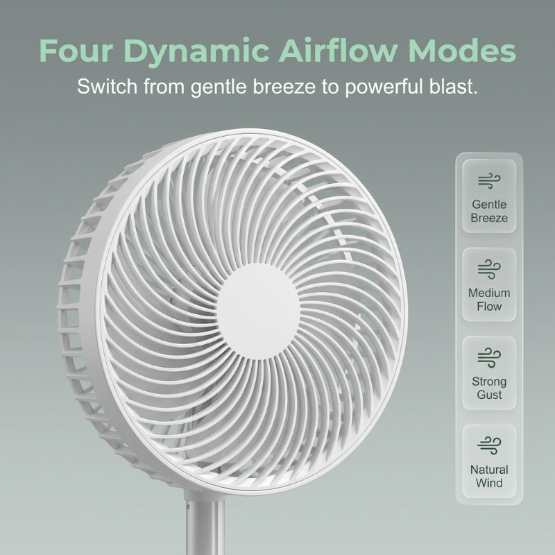 Ventilateur de sol télescopique multifonctionnel portable