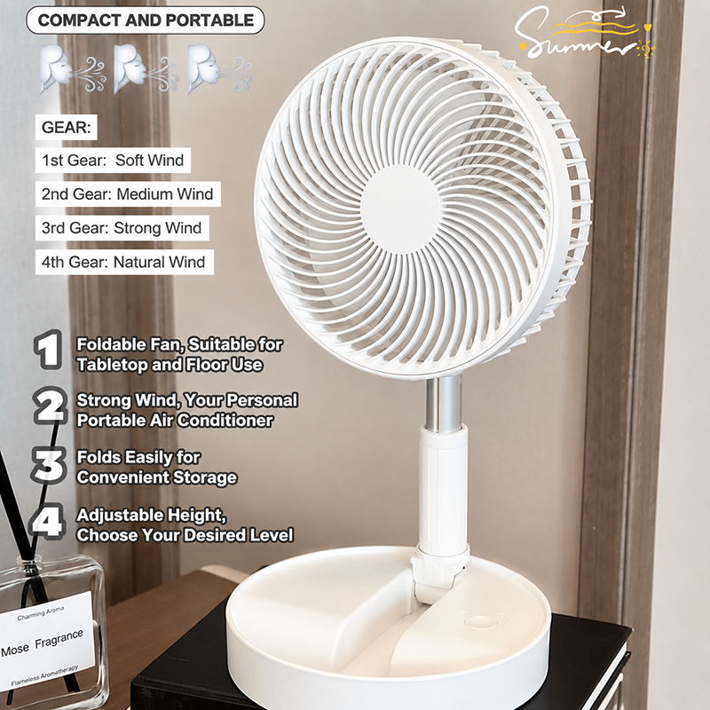Ventilateur de sol télescopique multifonctionnel portable
