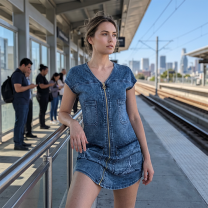 🏃‍♀️ Un véritable succès ! N’hésitez pas ! Robe décontractée à manches courtes et fermeture éclair pour femme
