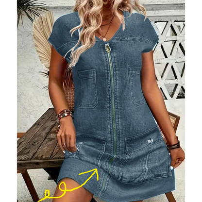 🏃‍♀️ Un véritable succès ! N’hésitez pas ! Robe décontractée à manches courtes et fermeture éclair pour femme