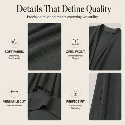 👗✨Cardigan décontracté sans manches à drapés pour femme – Une pièce chic pour l'été 🔥