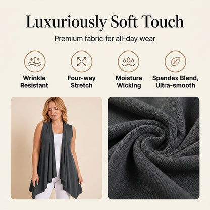 👗✨Cardigan décontracté sans manches à drapés pour femme – Une pièce chic pour l'été 🔥