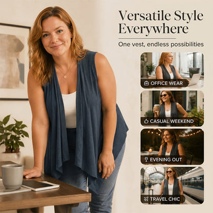 👗✨Cardigan décontracté sans manches à drapés pour femme – Une pièce chic pour l'été 🔥