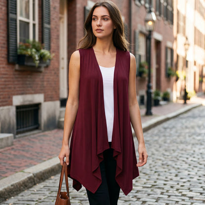 👗✨Cardigan décontracté sans manches à drapés pour femme – Une pièce chic pour l'été 🔥
