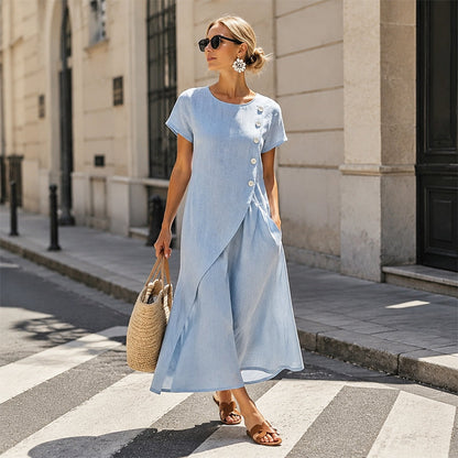 👗 Robe élégante pour femme à encolure ronde – couleur unie, polyvalente et intemporelle – parfaite au quotidien, au bureau et pour les occasions spéciales | Livraison gratuite