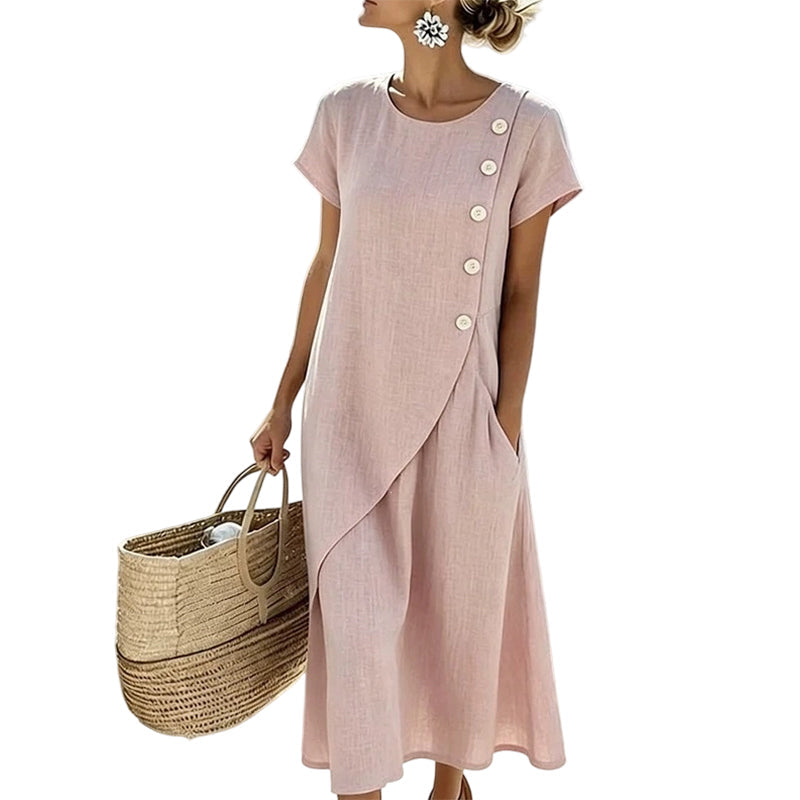 👗 Robe élégante pour femme à encolure ronde – couleur unie, polyvalente et intemporelle – parfaite au quotidien, au bureau et pour les occasions spéciales | Livraison gratuite