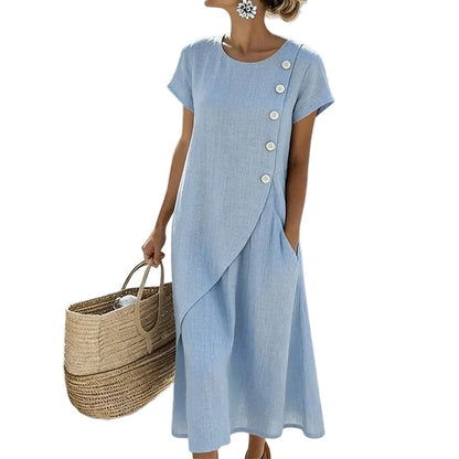 👗 Robe élégante pour femme à encolure ronde – couleur unie, polyvalente et intemporelle – parfaite au quotidien, au bureau et pour les occasions spéciales | Livraison gratuite