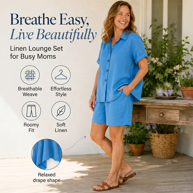 🔥50 % DE RÉDUCTION | PLUS DE 50 000 VENDUS 🍊👚 Ensemble 2 pièces pour femme en mélange de haute qualité lavé aux enzymes, rafraîchissant et infroissable