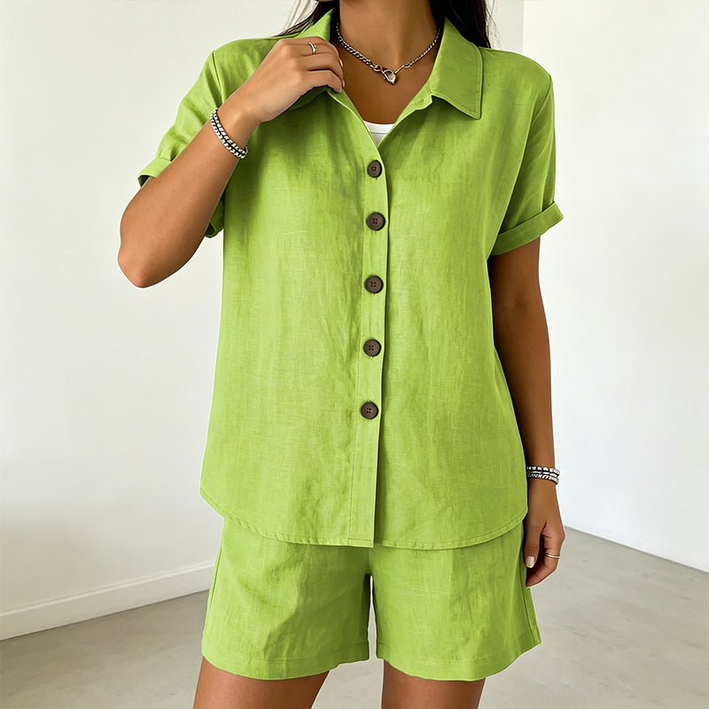 🔥50 % DE RÉDUCTION | PLUS DE 50 000 VENDUS 🍊👚 Ensemble 2 pièces pour femme en mélange de haute qualité lavé aux enzymes, rafraîchissant et infroissable