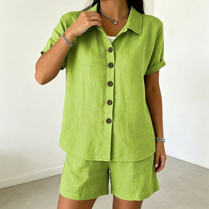 🔥50 % DE RÉDUCTION | PLUS DE 50 000 VENDUS 🍊👚 Ensemble 2 pièces pour femme en mélange de haute qualité lavé aux enzymes, rafraîchissant et infroissable