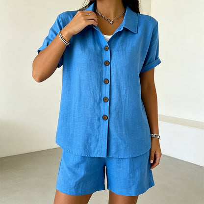 🔥50 % DE RÉDUCTION | PLUS DE 50 000 VENDUS 🍊👚 Ensemble 2 pièces pour femme en mélange de haute qualité lavé aux enzymes, rafraîchissant et infroissable