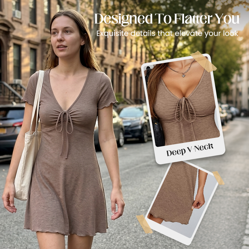 👗🔥 -50% ! Mini-Robe Bodycon Col V pour Femme – Moulante, Élégante & Parfaite pour les Soirées, Rendez-vous & Événements du Soir ✨