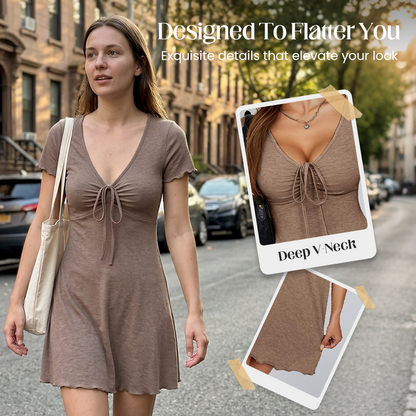 👗🔥 -50% ! Mini-Robe Bodycon Col V pour Femme – Moulante, Élégante & Parfaite pour les Soirées, Rendez-vous & Événements du Soir ✨