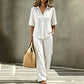 Ensemble chemise boutonnée et pantalon large pour femme – Tenue deux pièces chic ✨