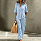 Ensemble chemise boutonnée et pantalon large pour femme – Tenue deux pièces chic ✨