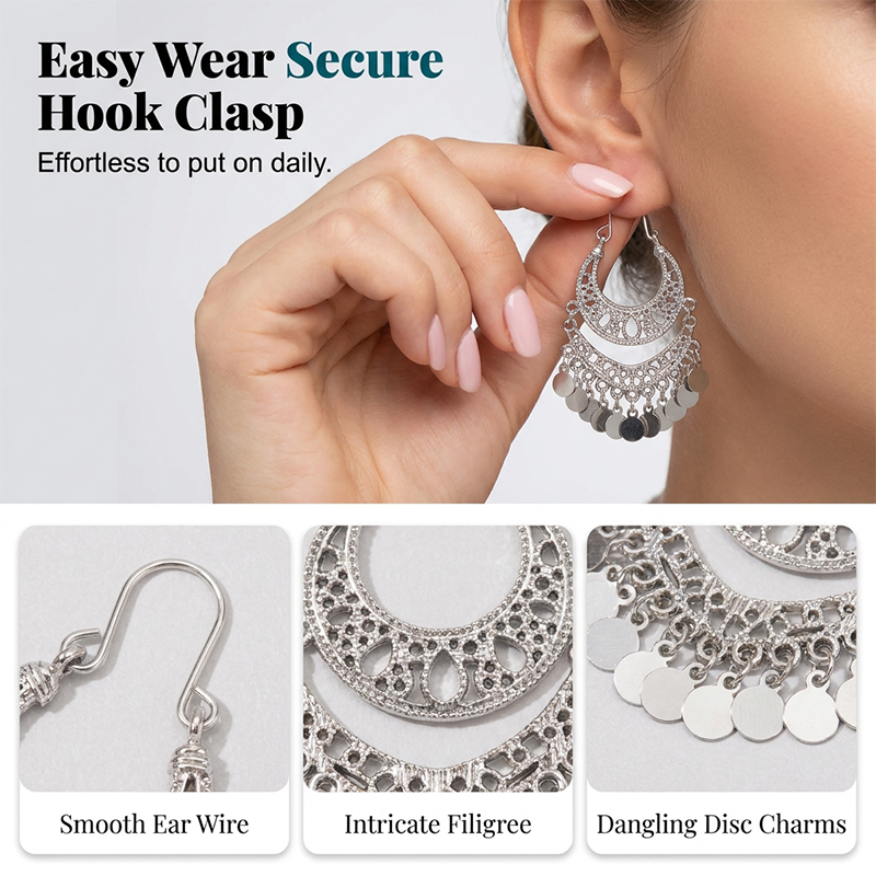 Boucles d'oreilles pendantes élégantes de style vintage en forme de U