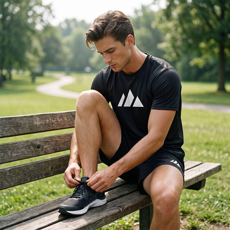 👕 PROMOTION LIMITÉE -50% ! ✨ Ensemble T-Shirt Manches Courtes & Short à Cordon pour Homme – Imprimé Géométrique, Respirant, Polyvalent 🔥