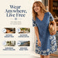 Robe femme à col V imprimé effet denim