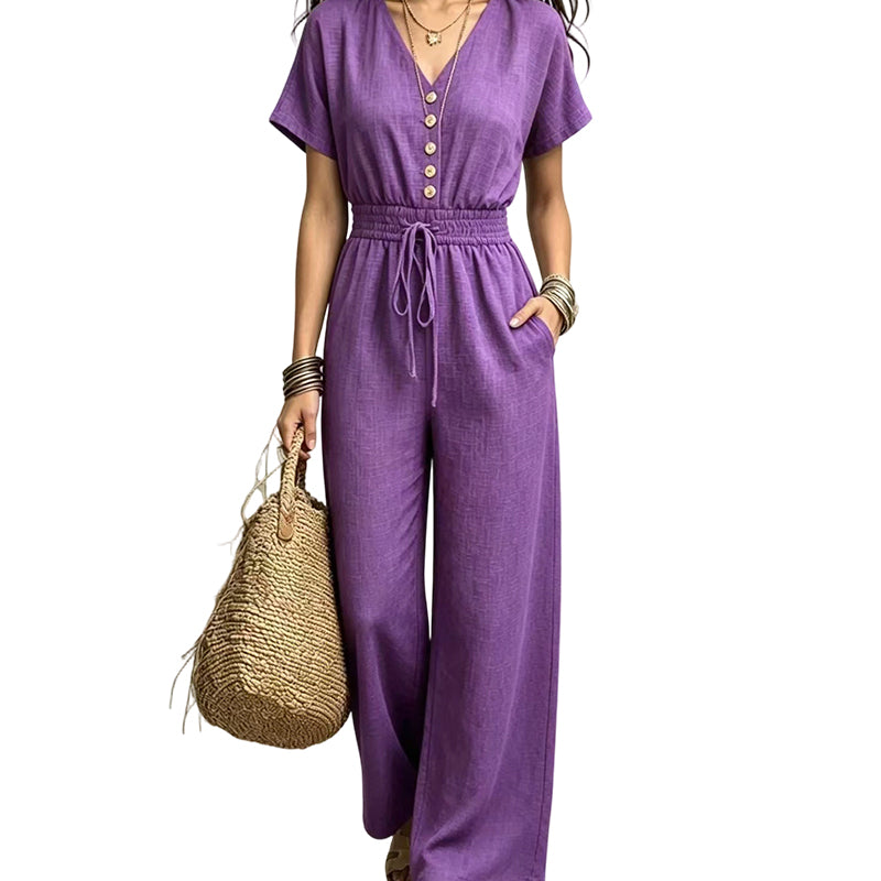 Combinaison pour femme à encolure en V qui souligne la taille