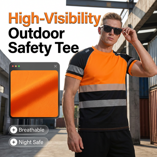 T-shirt de sport haute visibilité pour homme à blocs de couleurs fluorescents
